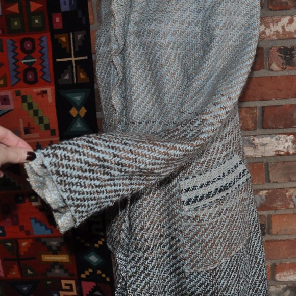 Strenesse Gabriele Strehle Wool Tweed Woven Wool Blend Midi Dress Pea Coat 40 - Picture 7 of 13